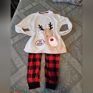 Holiday Time Womens Large Reindeer Pajama Set - Gray and Red